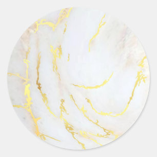Gouden Marmeren Blank Sjabloon Elegant Jouw tekst Ronde Sticker