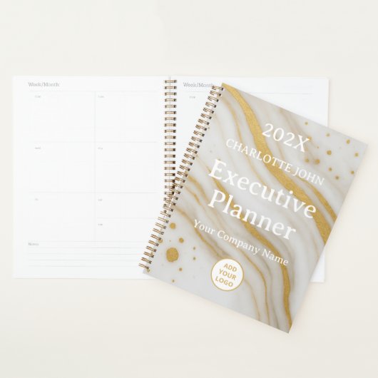 Gouden Marmeren Executive Aangepaste Naam 2026 Planner (Display)