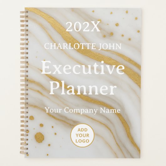Gouden Marmeren Executive Aangepaste Naam 2026 Planner (Voorkant)