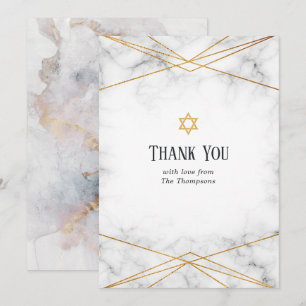 Gouden Marmeren Geometrische Bat Mitzvah Dankkaart Bedankkaart