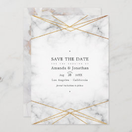 Gouden Marmeren Geometrische Trouwfoto Save The Date