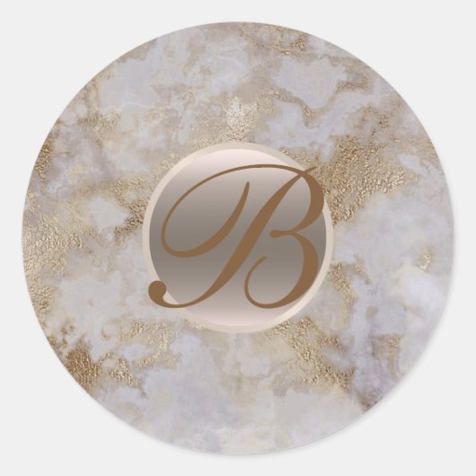 Gouden Marmeren Glam Modern Chic Monogram Initiaal Ronde Sticker (Voorkant)