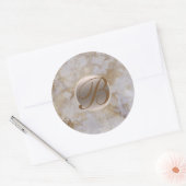 Gouden Marmeren Glam Modern Chic Monogram Initiaal Ronde Sticker (Envelop)