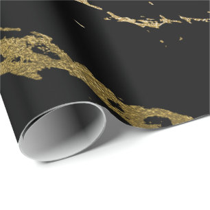 Gouden Marmeren Glanzende Zwarte Abstracte Cadeaupapier