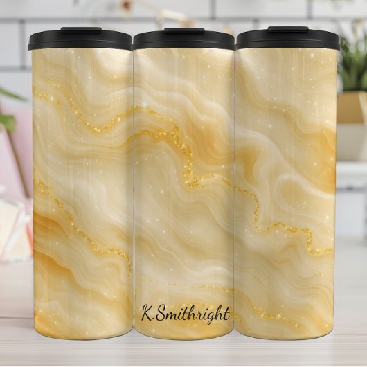 Gouden Marmeren Glitter Wervelstructuur Thermosbeker