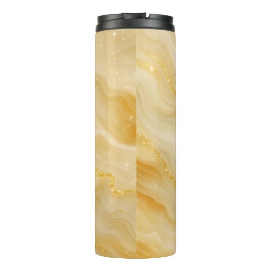 Gouden Marmeren Glitter Wervelstructuur Thermosbeker (Achterkant)