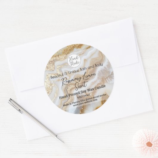 Gouden Marmeren Logo Fles Kaarsenpot Product Label (Envelop)