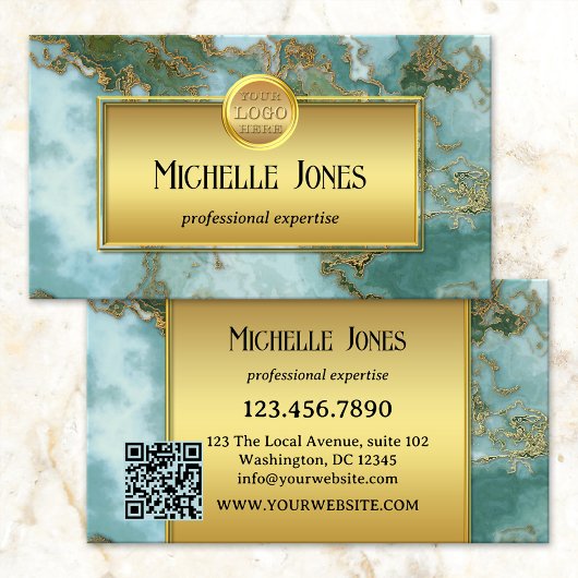 Gouden Marmeren Logo QR Code Abstract Visitekaartje