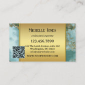 Gouden Marmeren Logo QR Code Abstract Visitekaartje (Achterkant)