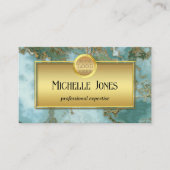 Gouden Marmeren Logo QR Code Abstract Visitekaartje (Voorkant)