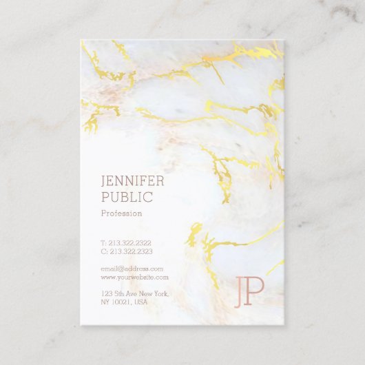 Gouden Marmeren Monogram Moderne Elegante Top Sjab Visitekaartje (Voorkant)