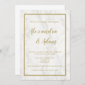 Gouden marmeren repetitie dineruitnodigingen kaart (Voorkant / Achterkant)