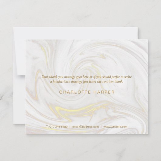 Gouden marmeren script zakelijke bedankkaart (Achterkant)