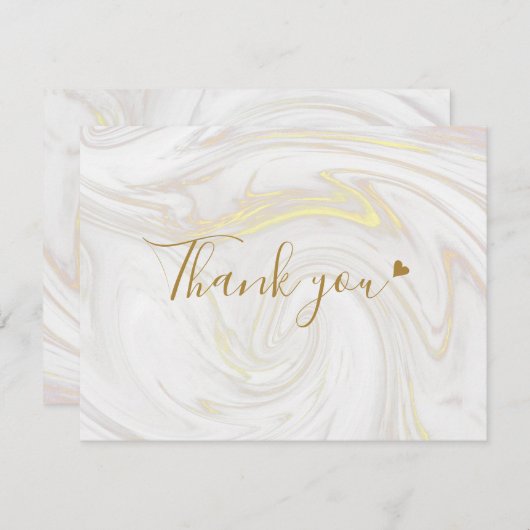 Gouden marmeren script zakelijke bedankkaart (Voorkant / Achterkant)