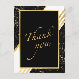 Gouden marmeren strepen typografie zwart Bedankt P Briefkaart