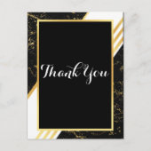Gouden marmeren strepen typografie zwart Dank je Briefkaart (Voorkant)