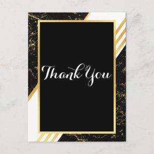 Gouden marmeren strepen typografie zwart Dank je w Briefkaart