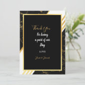 Gouden marmeren strepen typografie zwart dank u kaart (Staand voorkant)