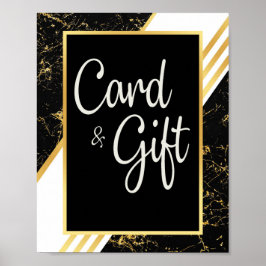 Gouden marmeren strepen typografie zwart Kaarten & Poster