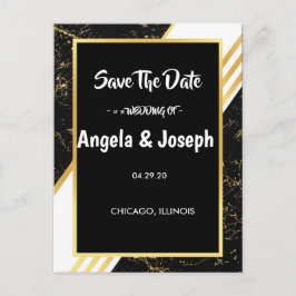 Gouden marmeren strepen typografie zwart Save the  Aankondigingskaart
