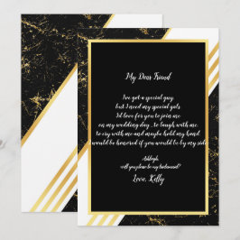 Gouden marmeren strepen typograp zal mijn bruidsme kaart