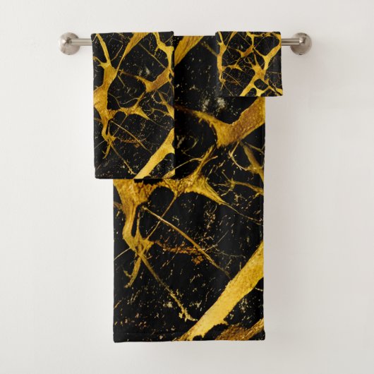 Gouden Marmeren Textuur Naadloos Patroon Bad Handdoek (Insitu)