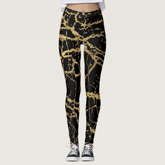 Gouden Marmerende Textuur: Luxe ontwerpelement Leggings (Voorkant)