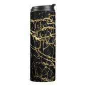 Gouden Marmerende Textuur: Luxe ontwerpelement Thermosbeker (Gedraaid links)