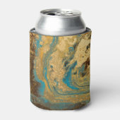 Gouden marmering: blauwe marmeren textuur. blikjeskoeler (Blikje Voorkant)