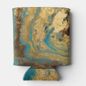 Gouden marmering: blauwe marmeren textuur. blikjeskoeler (Achterkant)