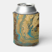 Gouden marmering: blauwe marmeren textuur. blikjeskoeler (Blikje Achterkant)