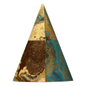 Gouden marmering: blauwe marmeren textuur. feesthoedjes (Achterkant)