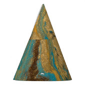 Gouden marmering: blauwe marmeren textuur. feesthoedjes (Links)