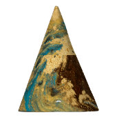 Gouden marmering: blauwe marmeren textuur. feesthoedjes (Rechts)