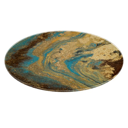 Gouden marmering: blauwe marmeren textuur. snijplank (Hoek)