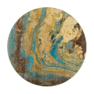 Gouden marmering: blauwe marmeren textuur. snijplank