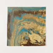Gouden marmering: blauwe marmeren textuur. wandkleed (Voorkant (horizontaal))
