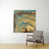 Gouden marmering: blauwe marmeren textuur. wandkleed (In Situ (horizontaal))