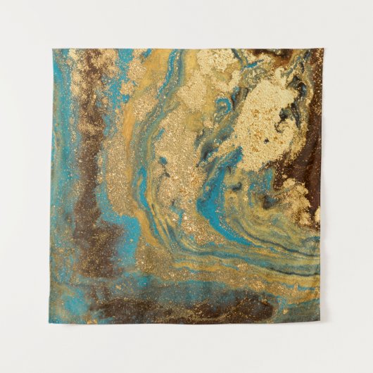 Gouden marmering: blauwe marmeren textuur. wandkleed (Voorkant)