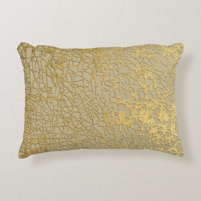 Gouden Marmering: Grunge Textuur Ontwerp Accent Kussen (Voorkant)