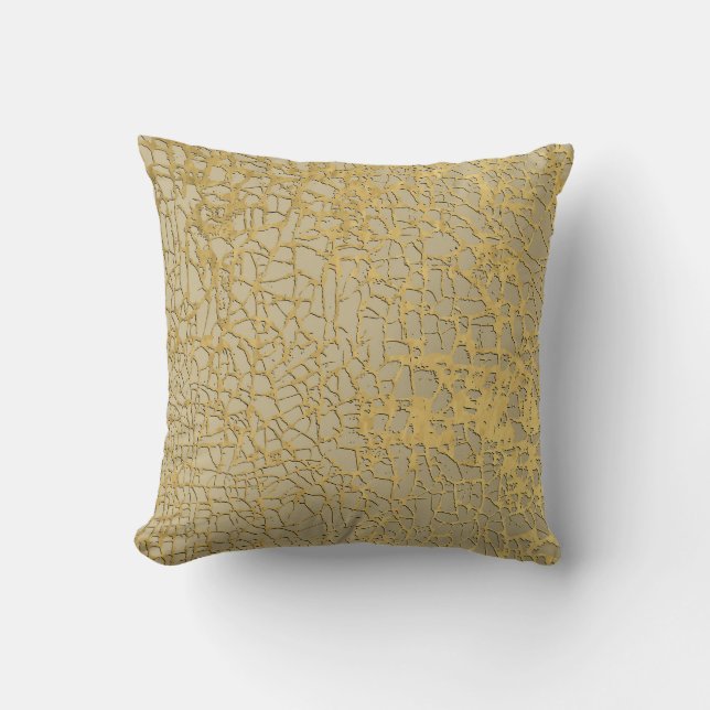 Gouden Marmering: Grunge Textuur Ontwerp Kussen (Voorkant)