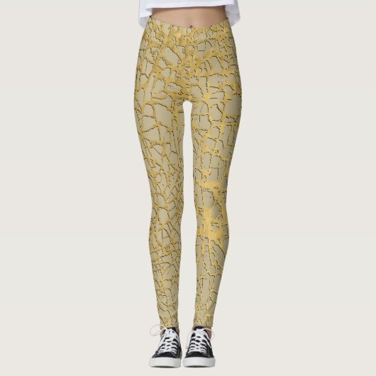 Gouden Marmering: Grunge Textuur Ontwerp Leggings (Voorkant)