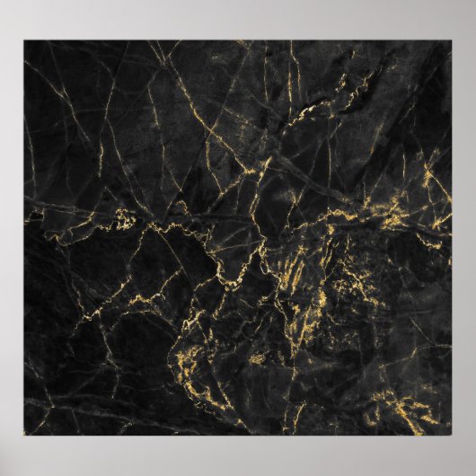 Gouden Marmering Zwarte Achtergrond Textuur Poster (Voorkant)