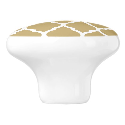 Gouden Marokkaanse Quatrefoil Keramische Knop (Zijkant)