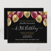 Gouden Maroon Glitter Ballonnen 60e Verjaardag (Voorkant / Achterkant)