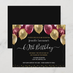Gouden Maroon Glitter Ballonnen 60e Verjaardag