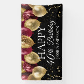 Gouden Maroon Verjaardagsfeest Banner (Verticaal)