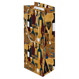 Gouden Maroon Wijn Patroon Gift Bag Cadeautas