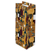 Gouden Maroon Wijn Patroon Gift Bag Cadeautas (Voorkant Gekanteld)