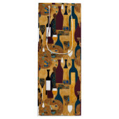 Gouden Maroon Wijn Patroon Gift Bag Cadeautas (Voorkant)